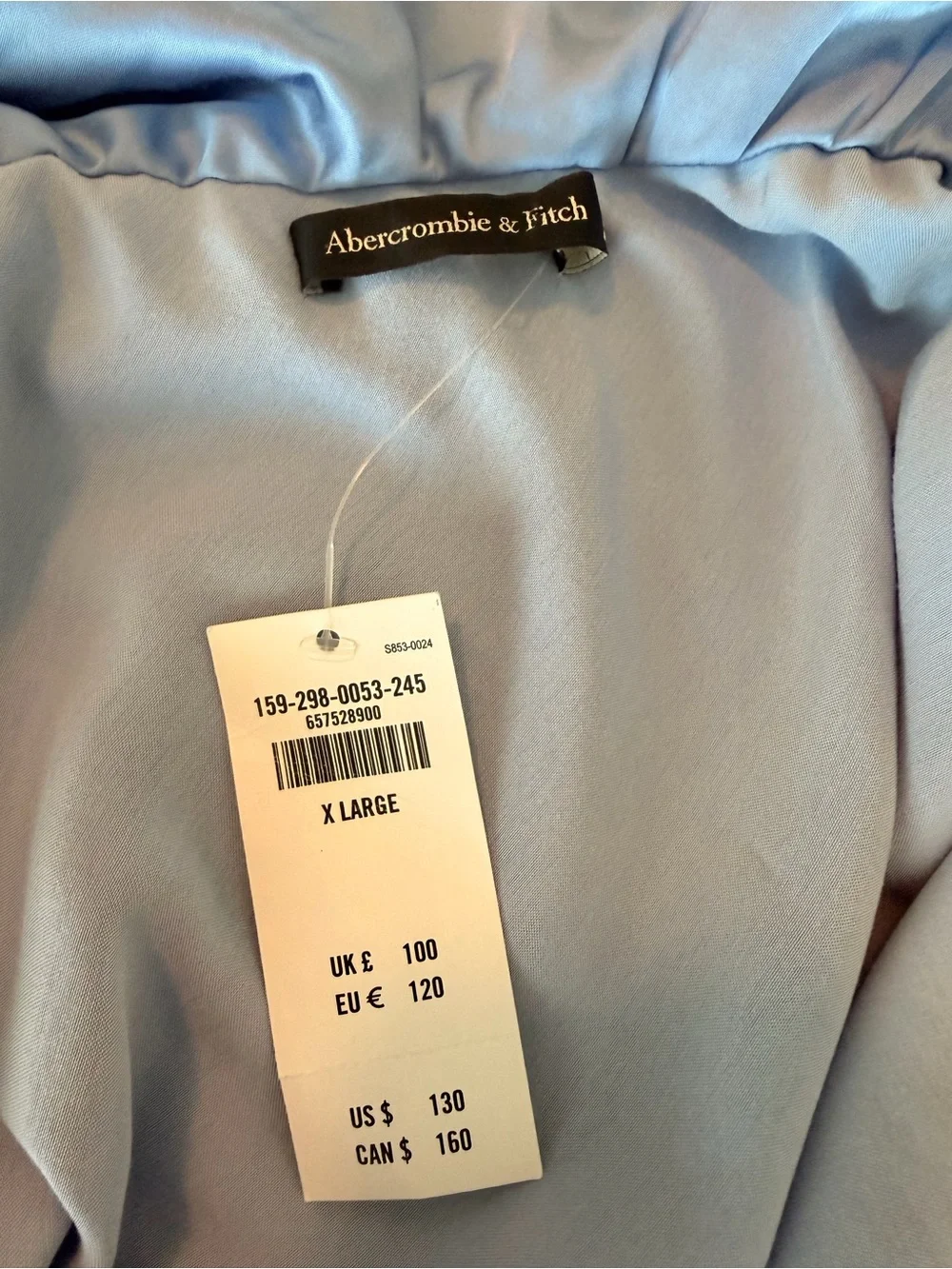 Abercrombie & Fitch XL Plunge Cowl Back Maxi Dress Light Blue Satin Low Back